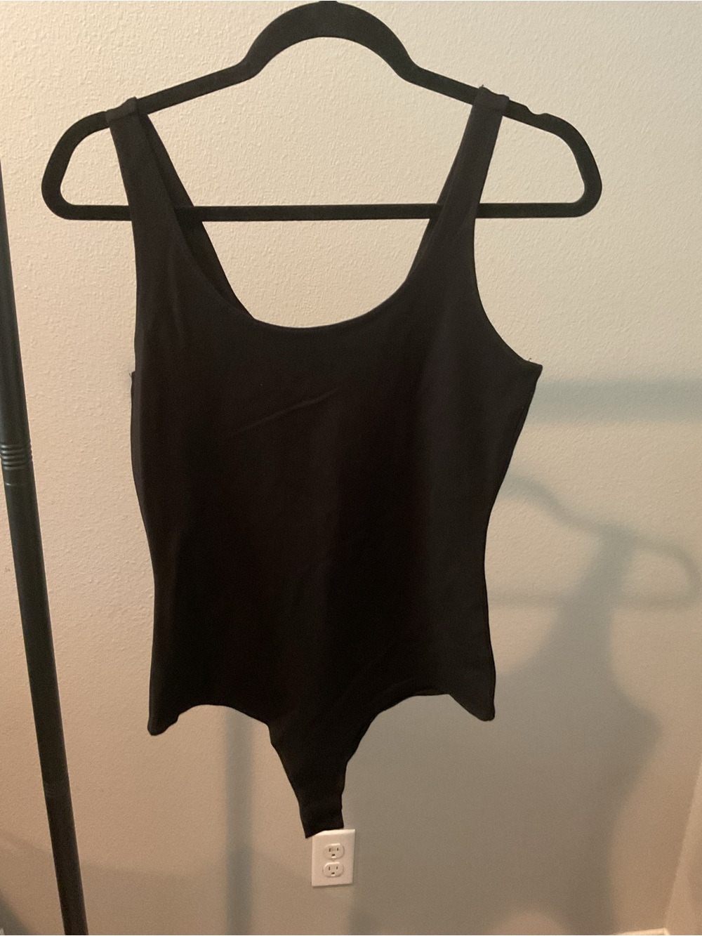 Shinestar Black Scoop Neck Bodysuit Tank
